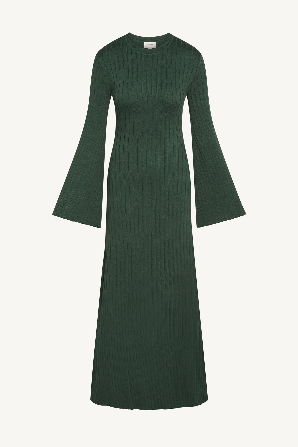 Ribbed Knit Maxi Dress - Retro Green