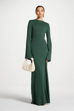 Ribbed Knit Maxi Dress - Retro Green