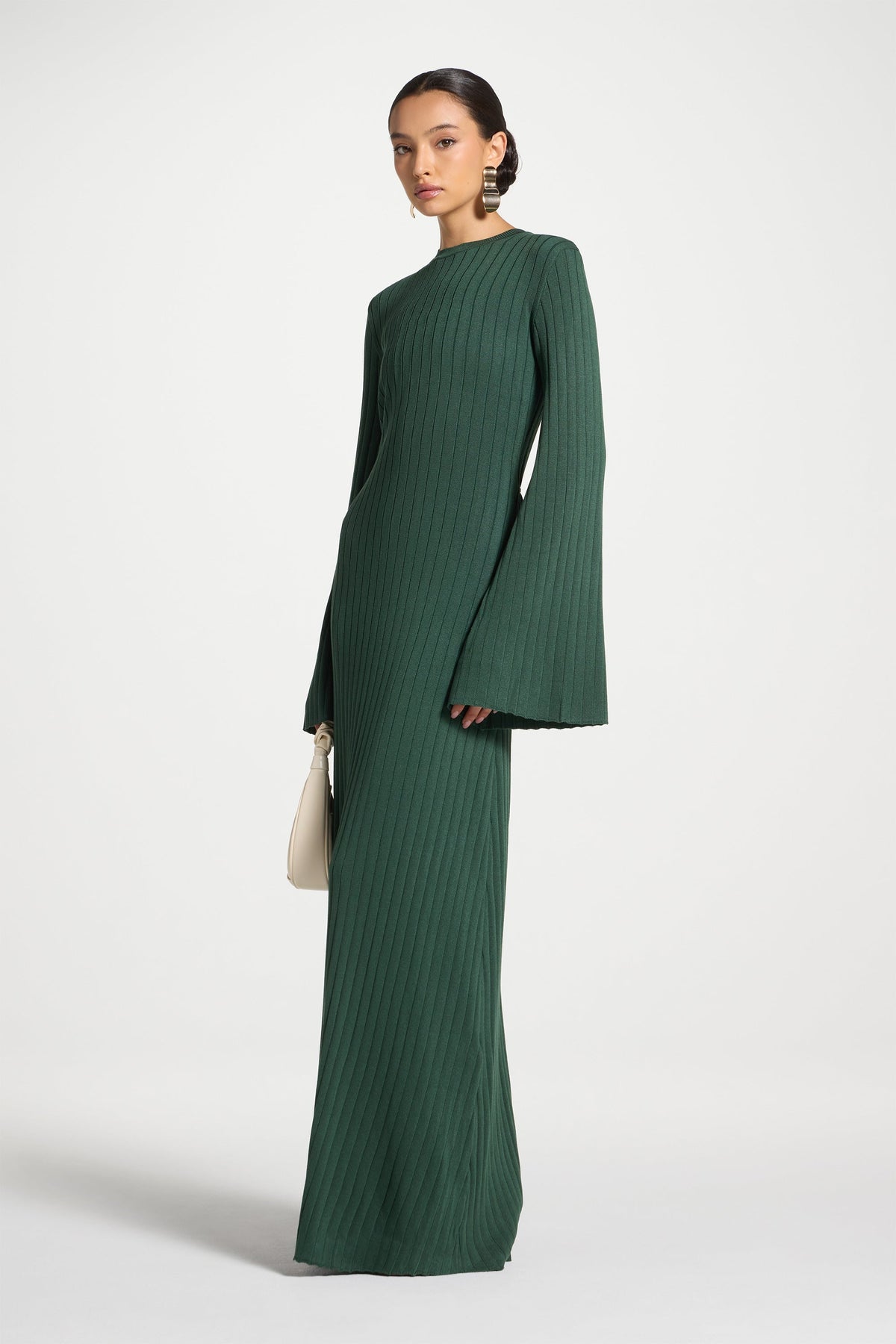 Ribbed Knit Maxi Dress - Retro Green