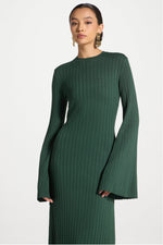 Ribbed Knit Maxi Dress - Retro Green