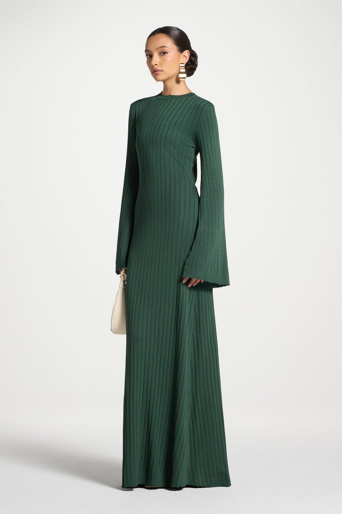 Ribbed Knit Maxi Dress - Retro Green