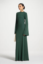 Ribbed Knit Maxi Dress - Retro Green