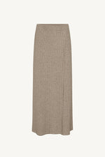 Ribbed Knit Wrap Skirt - Beige