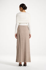 Ribbed Knit Wrap Skirt - Beige