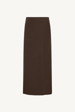 Ribbed Knit Wrap Skirt - Brown