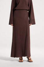 Ribbed Knit Wrap Skirt - Brown