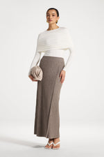 Ribbed Knit Wrap Skirt - Granite