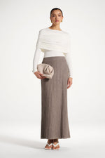 Ribbed Knit Wrap Skirt - Granite