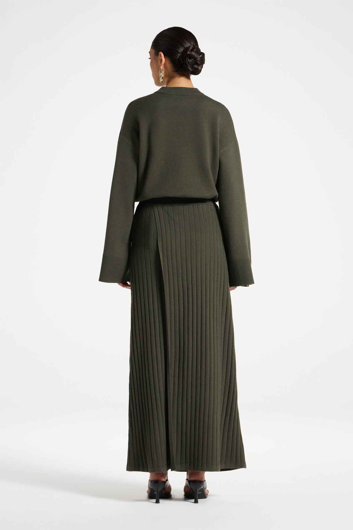Ribbed Knit Wrap Skirt - Sage
