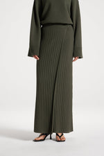 Ribbed Knit Wrap Skirt - Sage