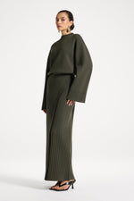 Ribbed Knit Wrap Skirt - Sage