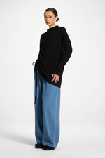 Rouched Knit Tunic - Black