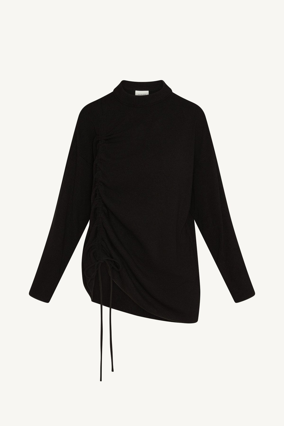 Rouched Knit Tunic - Black