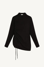 Rouched Knit Tunic - Black