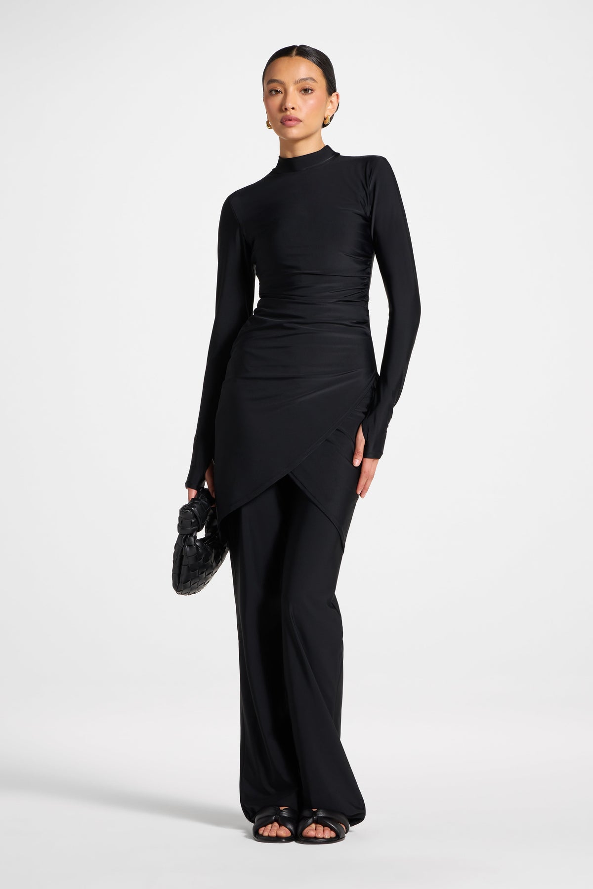 Rouched Swim Tunic - Black