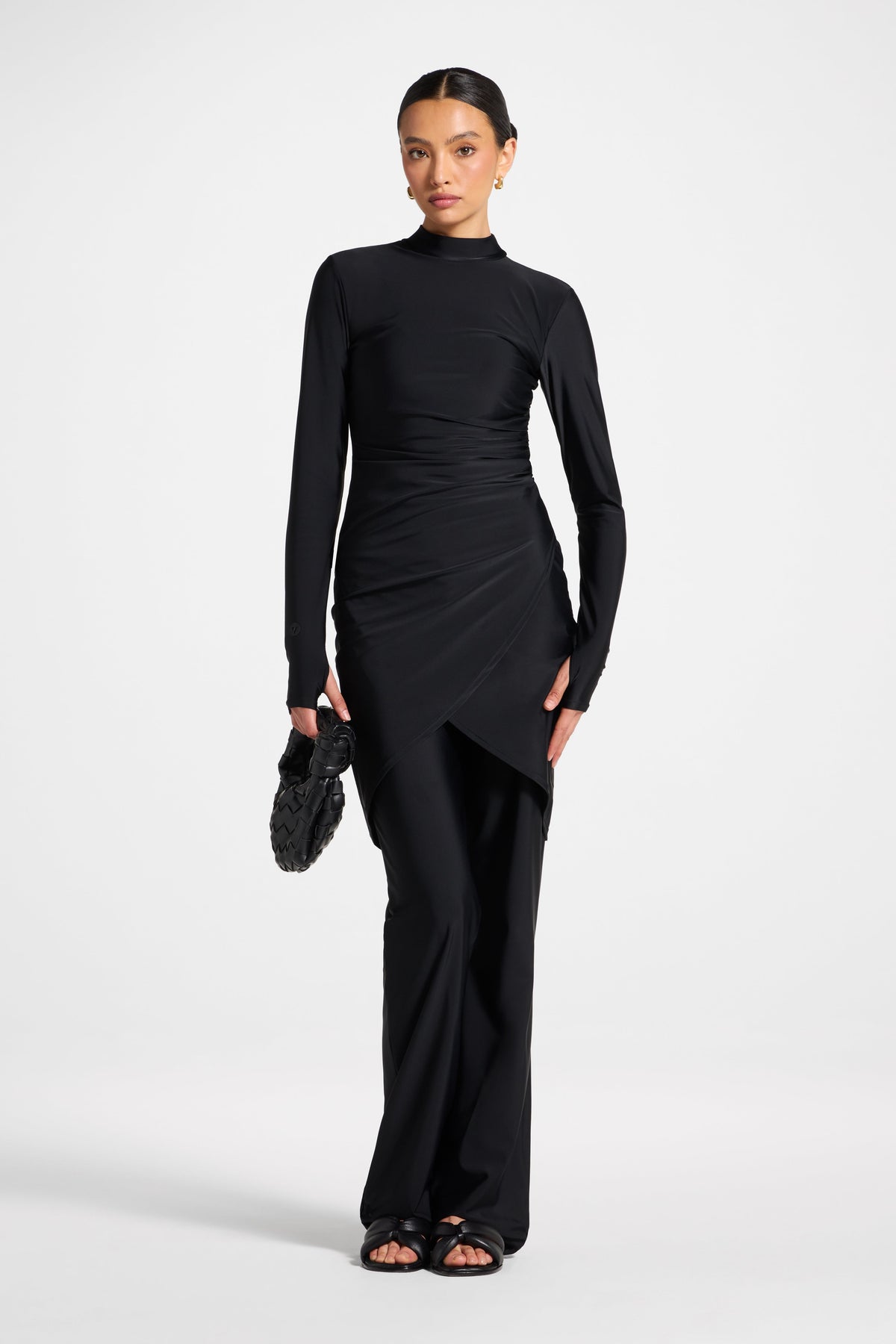 Rouched Swim Tunic - Black