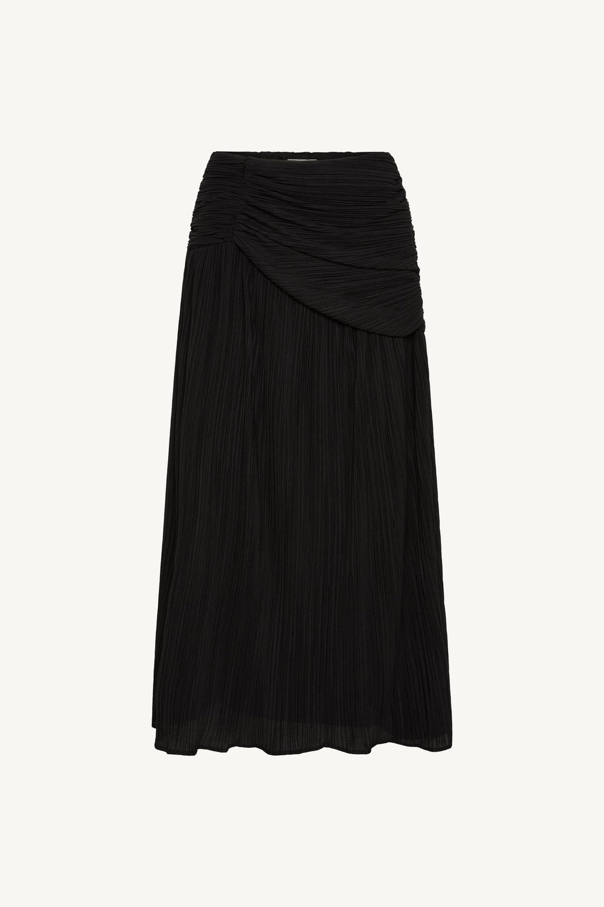 Rouched Waist Pleated Maxi Skirt