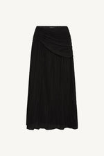Rouched Waist Pleated Maxi Skirt