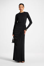 Rouched Wrap Maxi Dress - Black