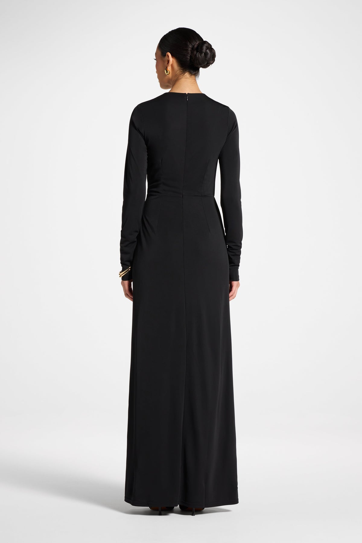 Rouched Wrap Maxi Dress - Black
