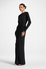 Rouched Wrap Maxi Dress - Black
