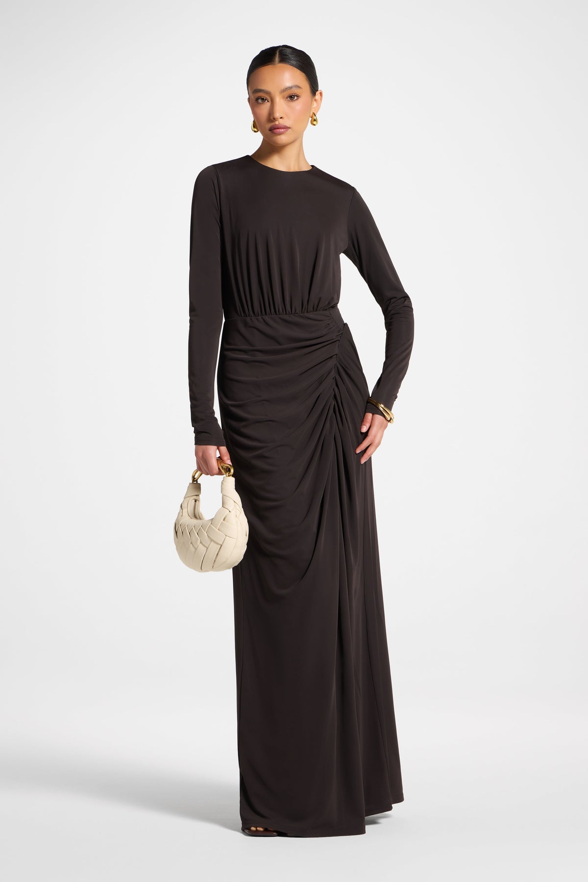 Rouched Wrap Maxi Dress - Chocolate Torte