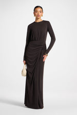 Rouched Wrap Maxi Dress - Chocolate Torte