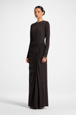 Rouched Wrap Maxi Dress - Chocolate Torte