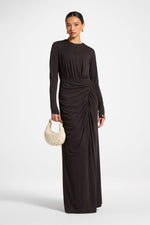 Rouched Wrap Maxi Dress - Chocolate Torte