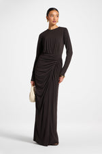 Rouched Wrap Maxi Dress - Chocolate Torte
