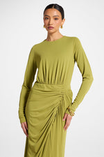 Rouched Wrap Maxi Dress - Evergreen