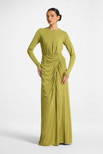 Rouched Wrap Maxi Dress - Evergreen