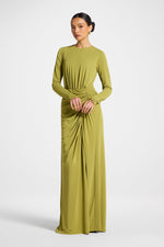 Rouched Wrap Maxi Dress - Evergreen