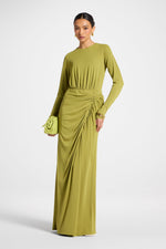 Rouched Wrap Maxi Dress - Evergreen