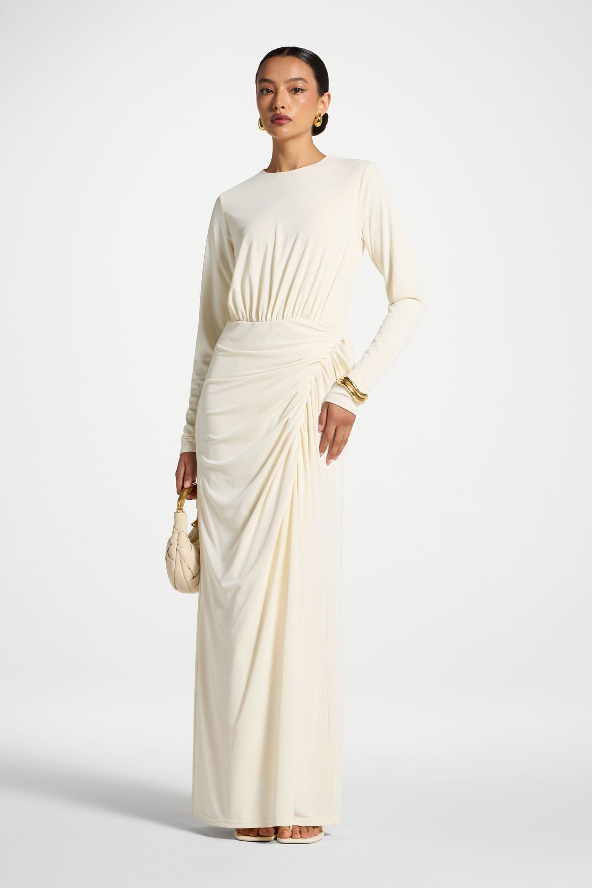 Rouched Wrap Maxi Dress - Ivory