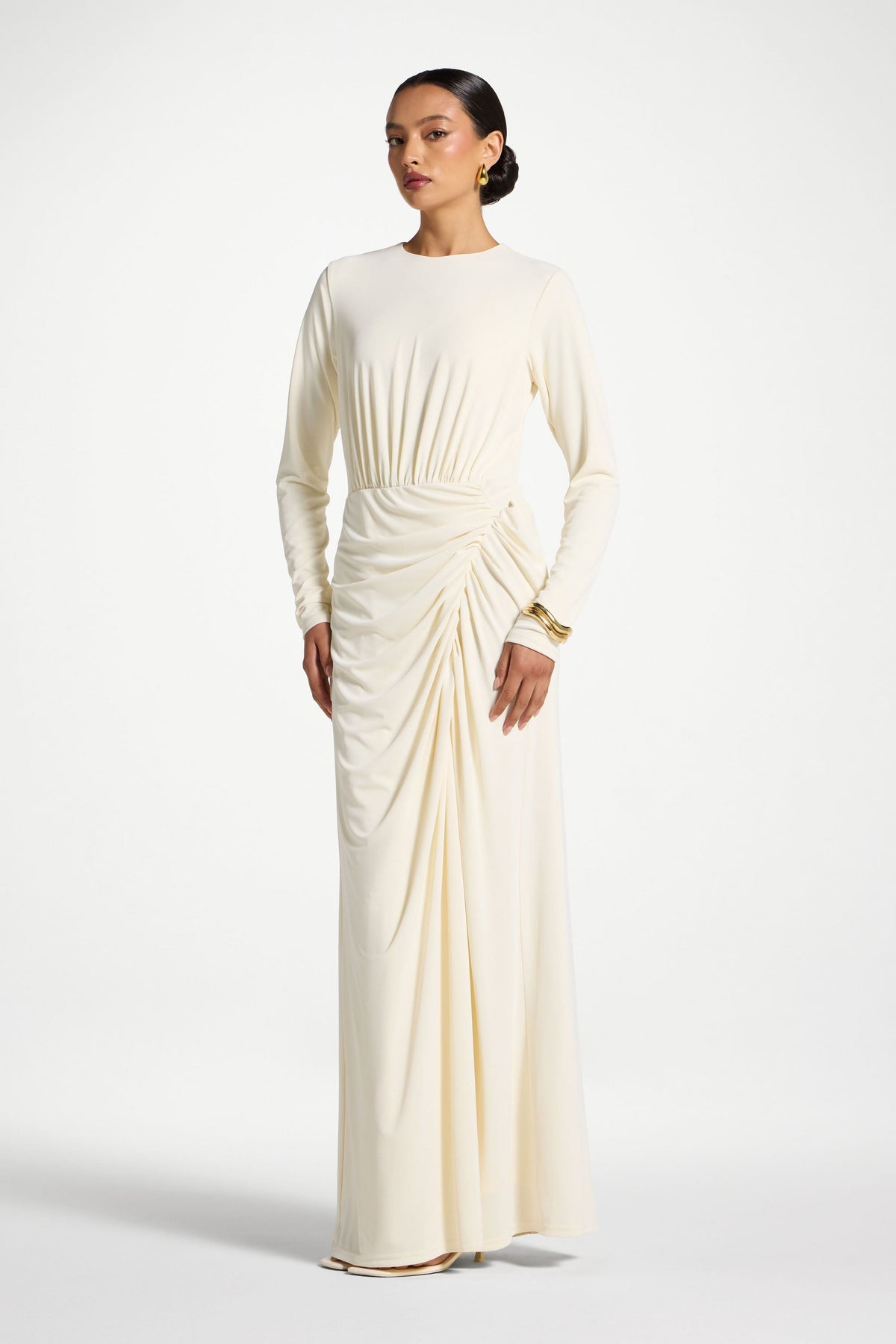 Rouched Wrap Maxi Dress - Ivory