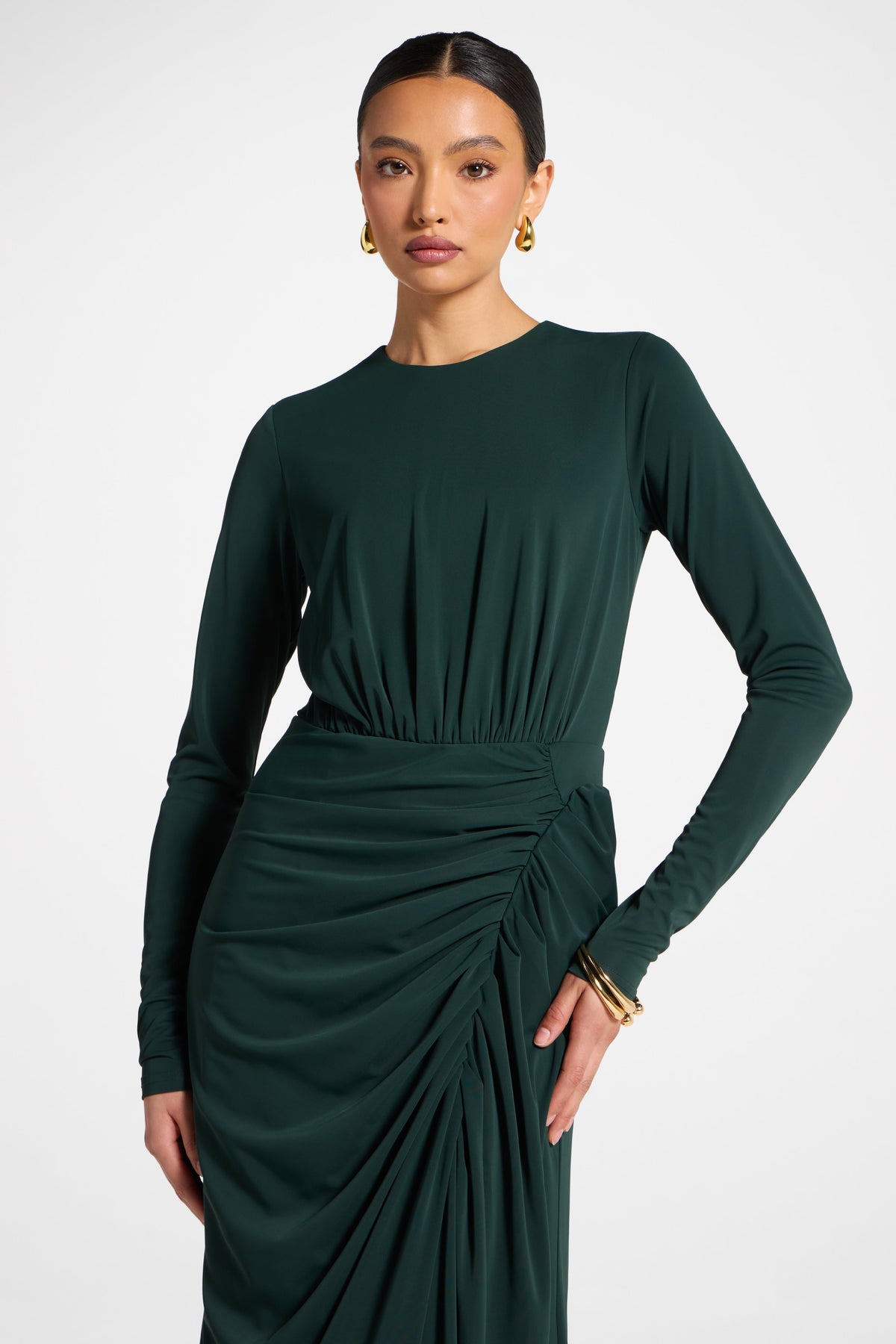 Rouched Wrap Maxi Dress - Scarab