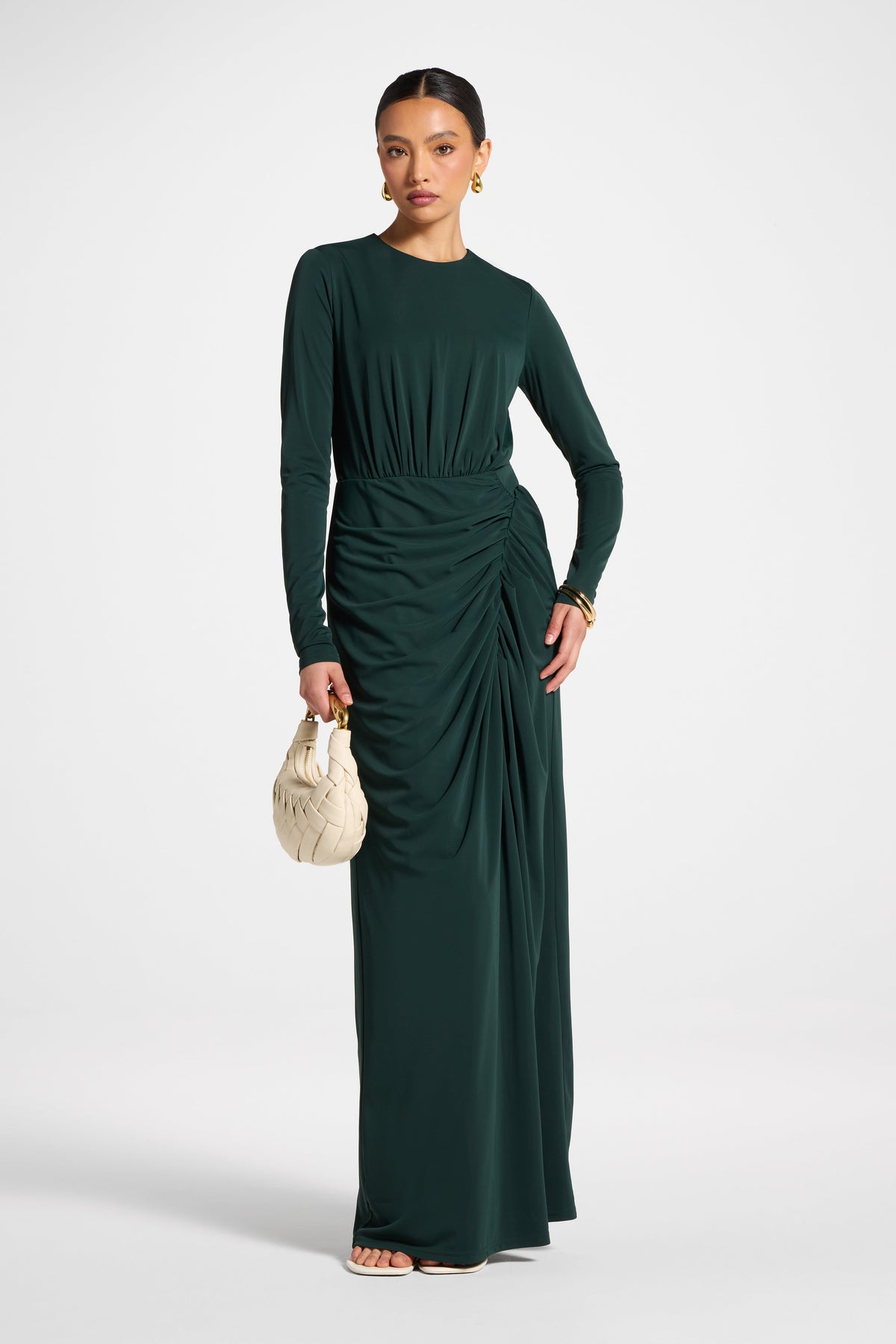 Rouched Wrap Maxi Dress - Scarab