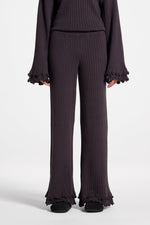 Ruffle Hem Knit Pants - Peppercorn