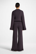 Ruffle Hem Knit Pants - Peppercorn