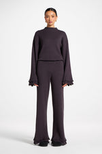 Ruffle Hem Knit Pants - Peppercorn