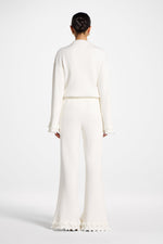 Ruffle Hem Knit Pants - White