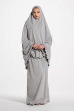 Ruffle Jersey Prayer Set - Heather Grey