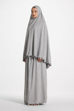 Ruffle Jersey Prayer Set - Heather Grey