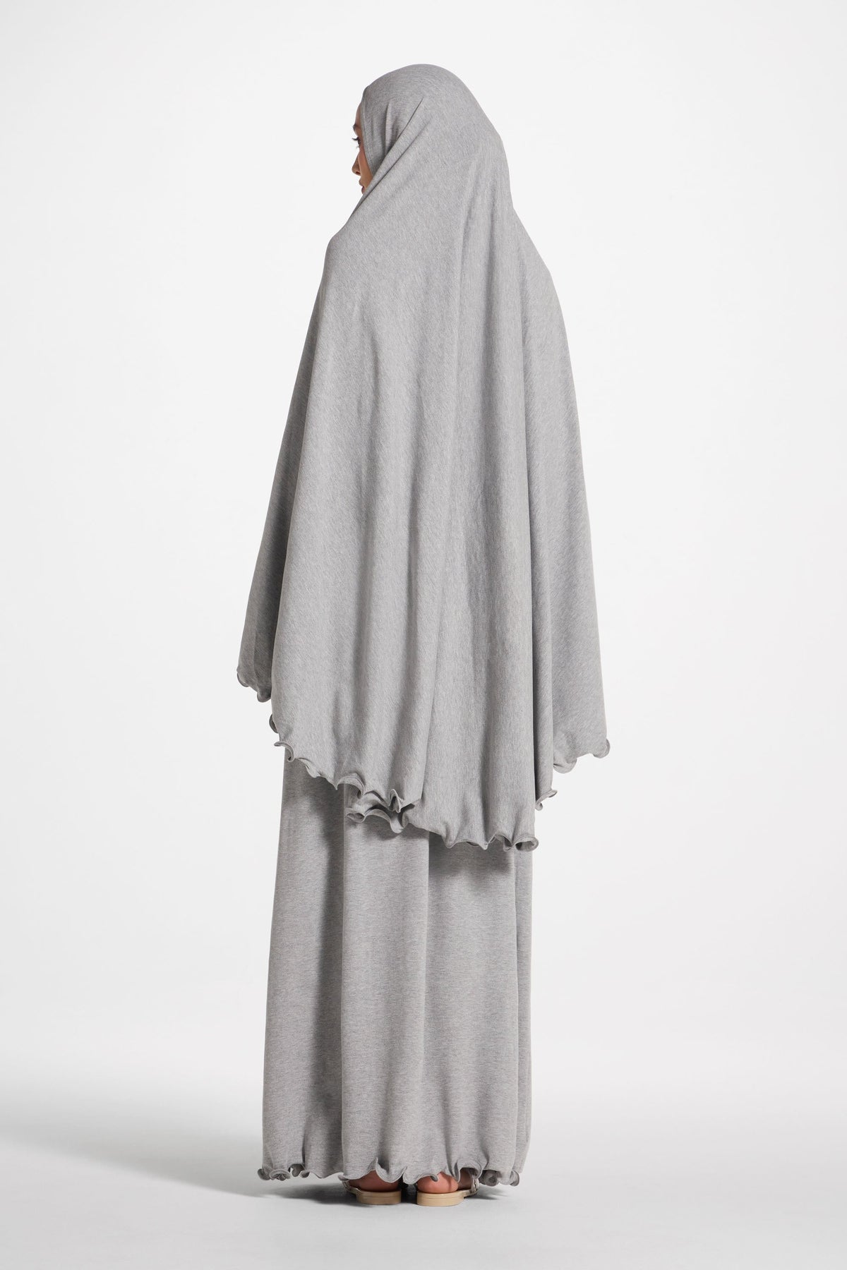 Ruffle Jersey Prayer Set - Heather Grey