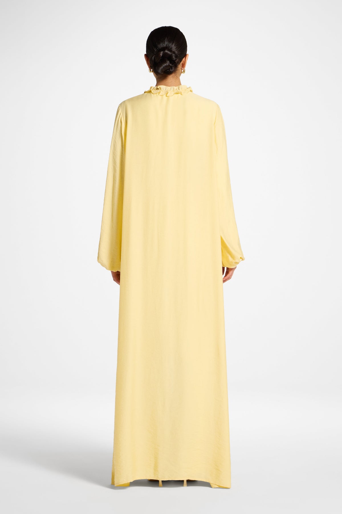 Ruffle Tie Front Abaya - Banana