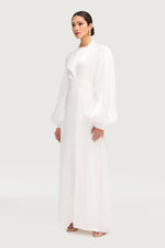 Safaa Two Piece Dress & Abaya Set - White