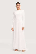 Safaa Two Piece Dress & Abaya Set - White