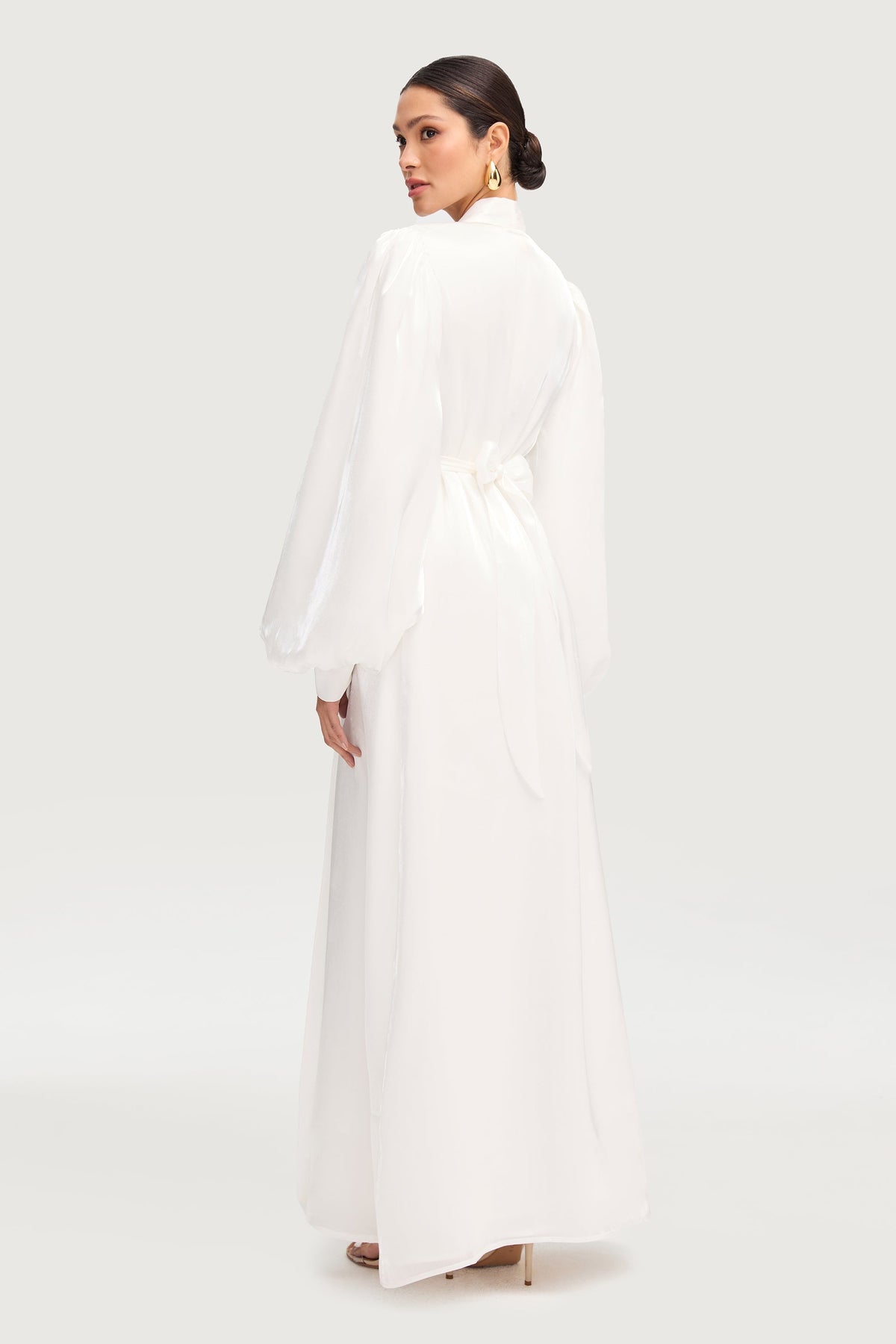 Safaa Two Piece Dress & Abaya Set - White