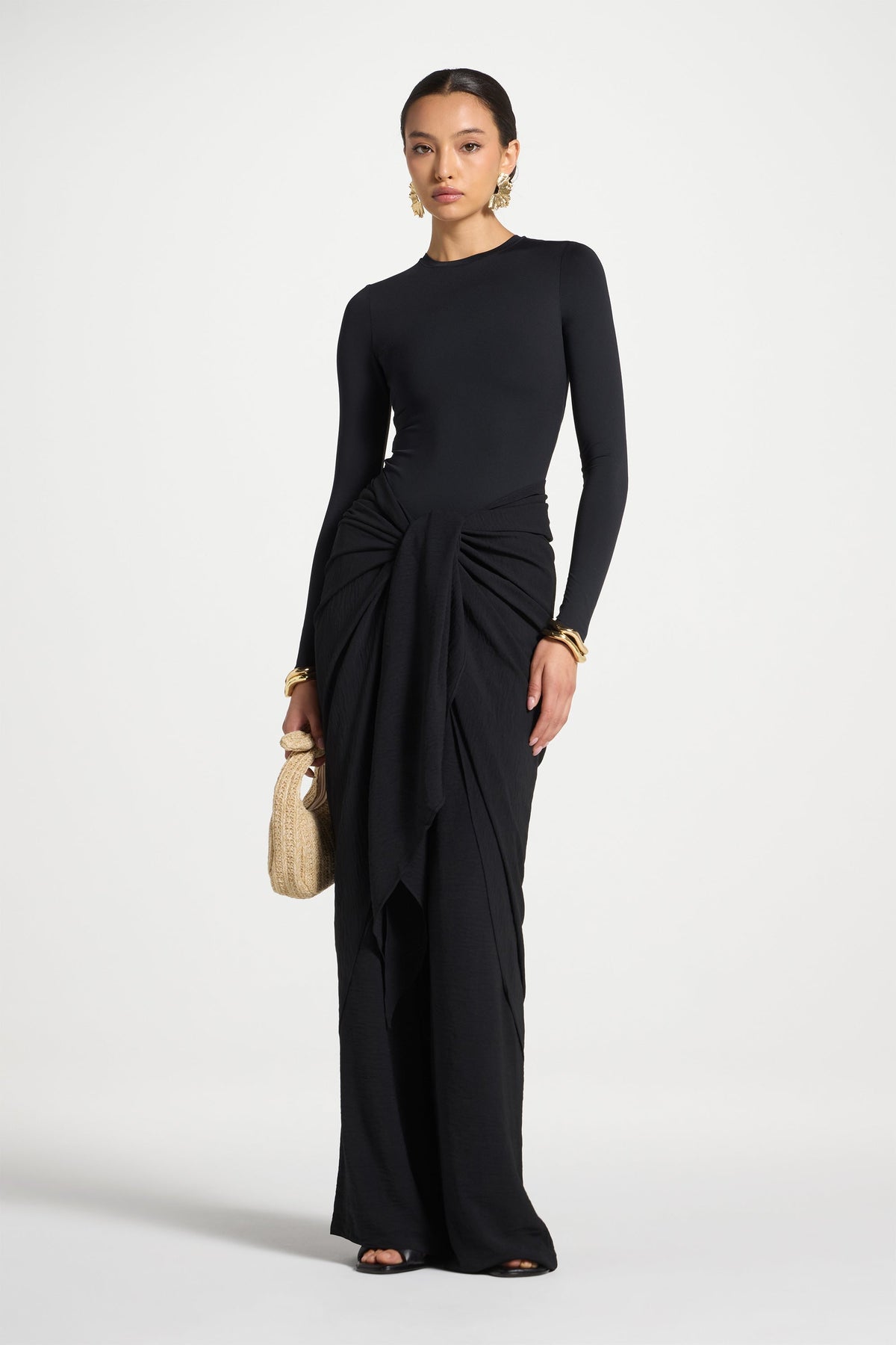 Safina Wrap Sarong & Pants Set - Black
